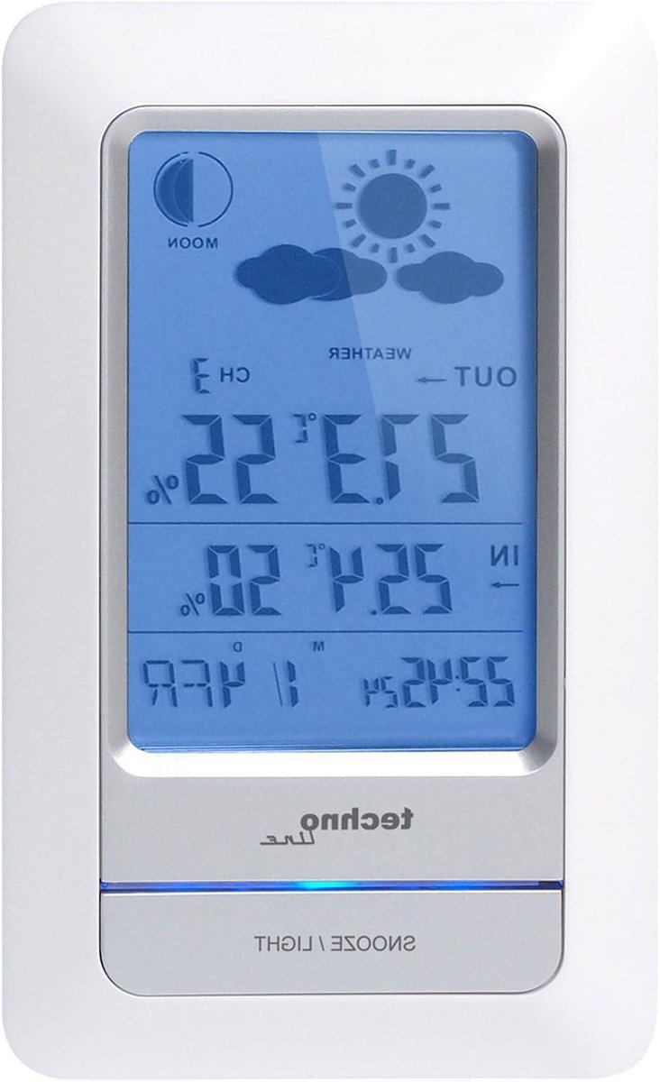 Weerstation met Maanfase - Weerdisplay Meteo - Weersvoorspelling Thuis - 3D Weericonen - 10 x 46 x 166 cm - Wit