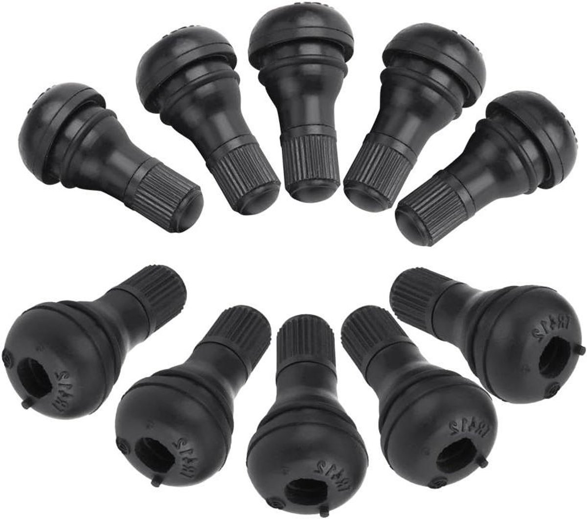Universele Bandventielen - Snap-in Ventielen - Banden Onderhoud - Duurzaam Rubber Materiaal - 10 stuks - Zwart