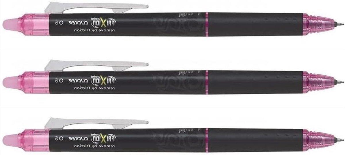 Uitwisbare Rollerpennen - Gelpennen Set - Fouten Corrigeren - Fijne Punt - 3 stuks - Roze