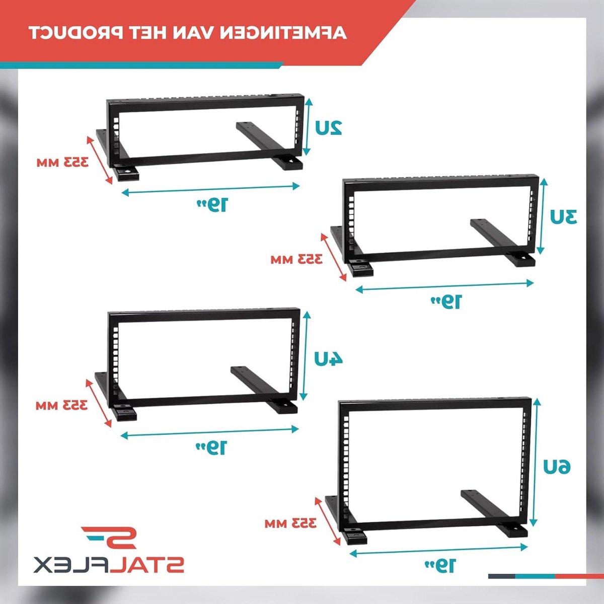 Server Netwerkkast - Open Frame Rack - Apparatuur Organiseren - Zwaar Belastbaar Metaal - 6U - Zwart