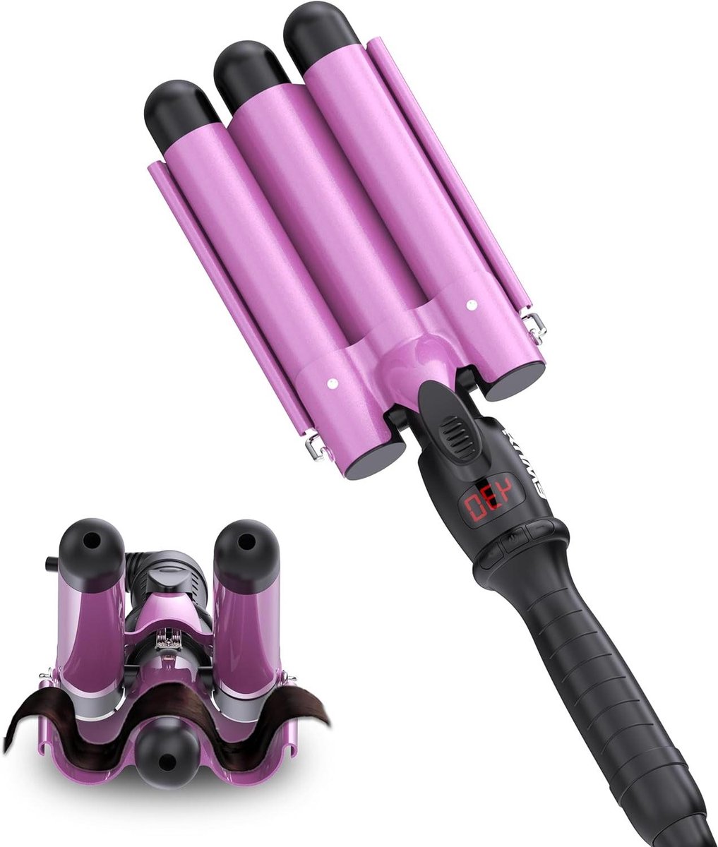 Haar Krultang - Drie Loop Waver - Stijlvol Haar Creëren - LCD Temperatuur Display - 368 cm - Zwart