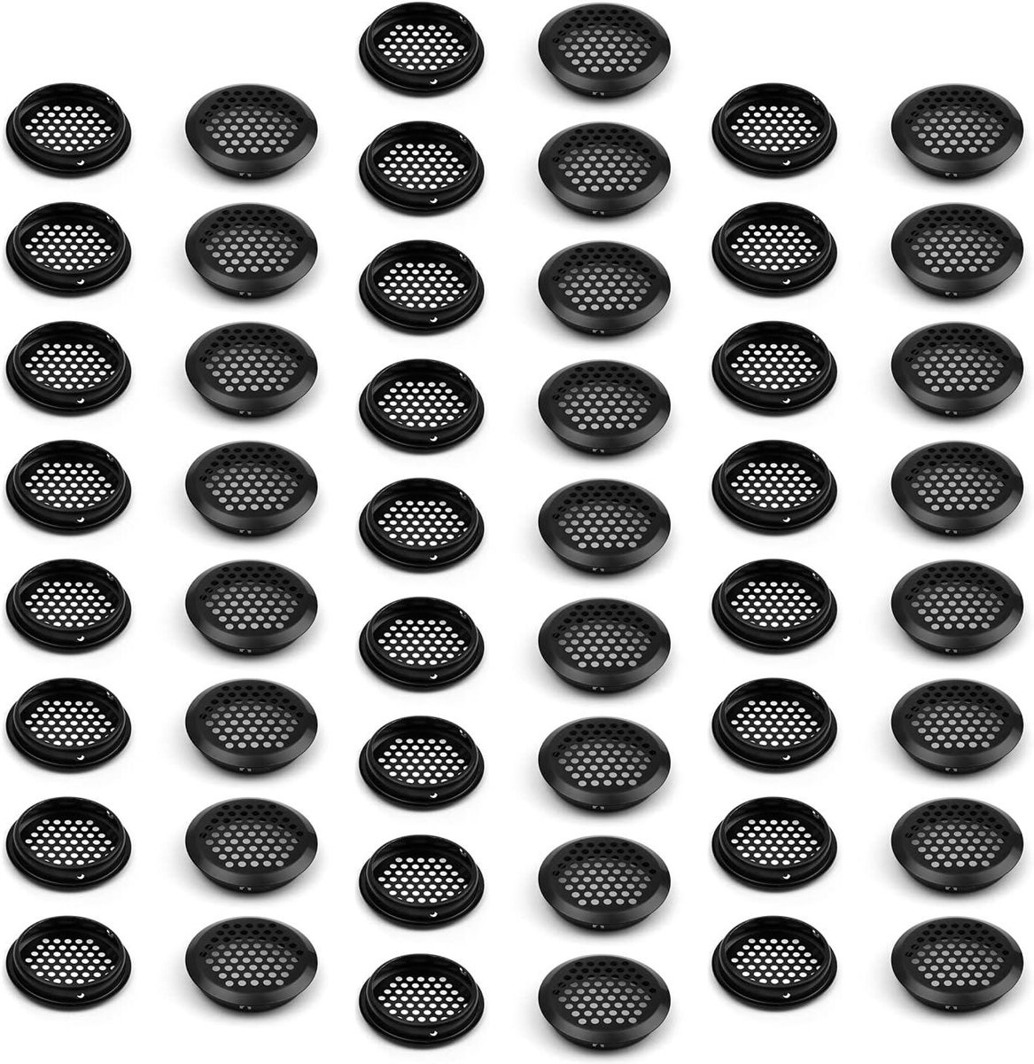 Ventilatieroosters - Luchtgaten Rond - Kasten Ventileren - Honingraat Ontwerp - 53mm 50 Stuks - Zwart