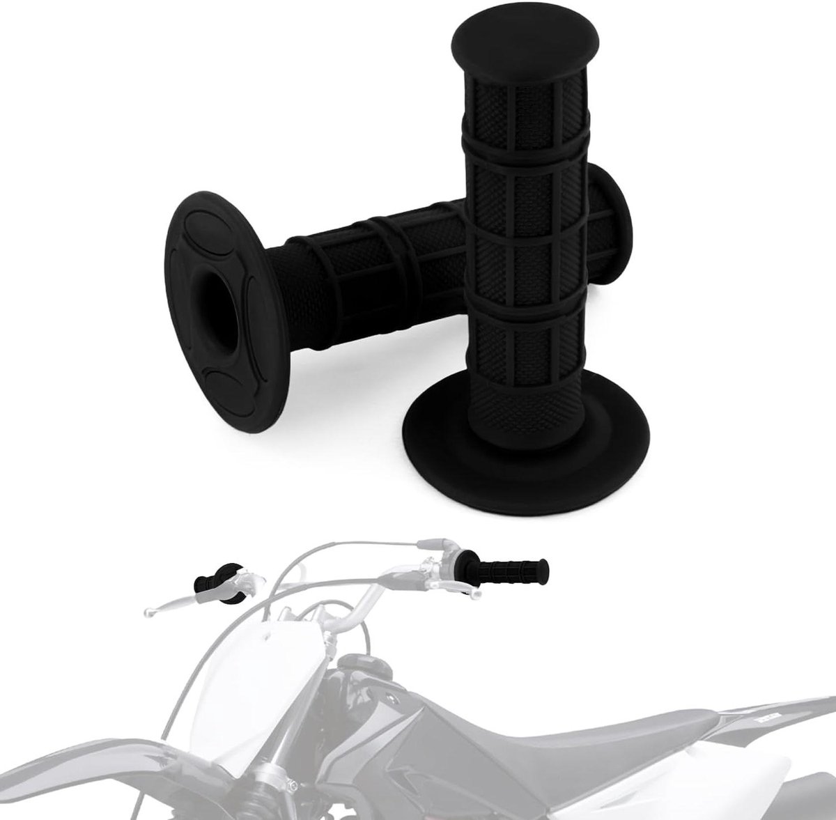 Motorfiets Stuur Grips - Handvatten Rubber - Veilige Grip - Antislip Oppervlak - 22 MM 7/8 Inch - Zwart