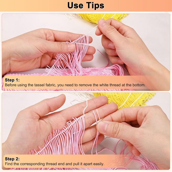 METERXITY Chainette franjes, 20 cm polyester vlecht kwastjes trim voor doe-het-zelf ambachten/Latijnse jurk/lampenkap decoratie/trouwjurk/naaien/kleding franje garen [zwart] — afbeelding 3
