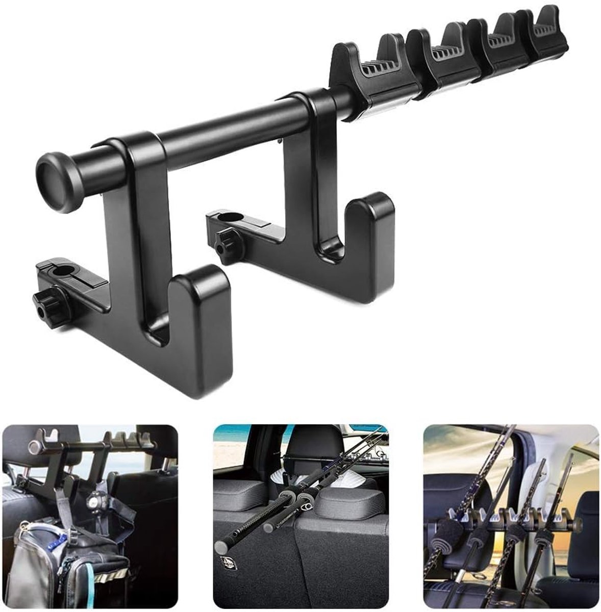 Auto hengelhouder met zithaak, multifunctionele hengelrek, auto hoofdsteun haken hanger houder voor tas, portemonnee, doek, kruidenierswinkel