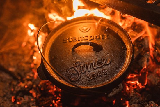 Gietijzeren Dutch Oven - Stoofpan Pot - Buiten Koken - Vooraf Gekruid - 2 Kwarts - Zwart — afbeelding 4