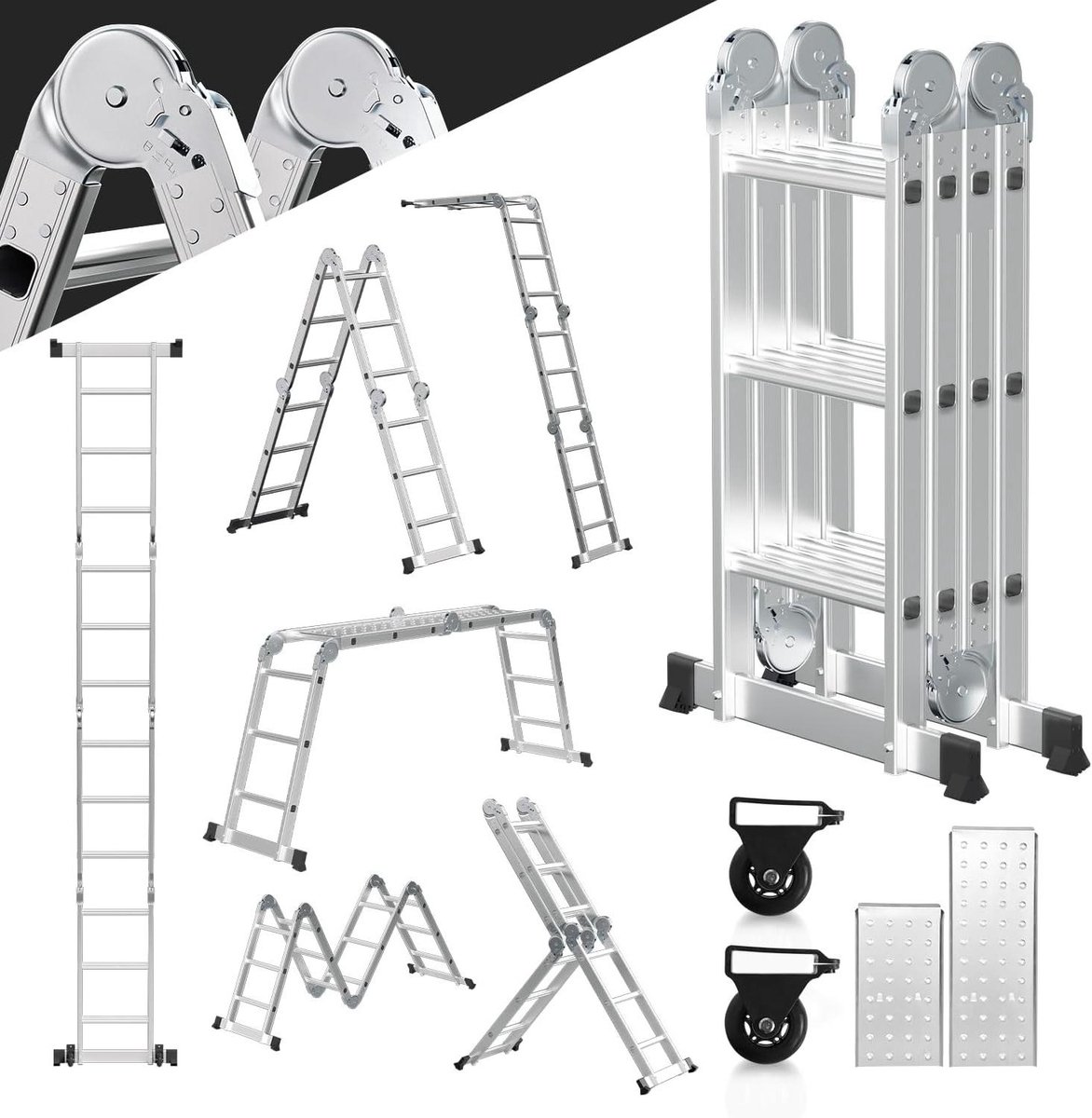 Multifunctionele Ladder - Klapladder Steiger - Veilig Werken - 7-in-1 Configuratie - 360 cm - Aluminium