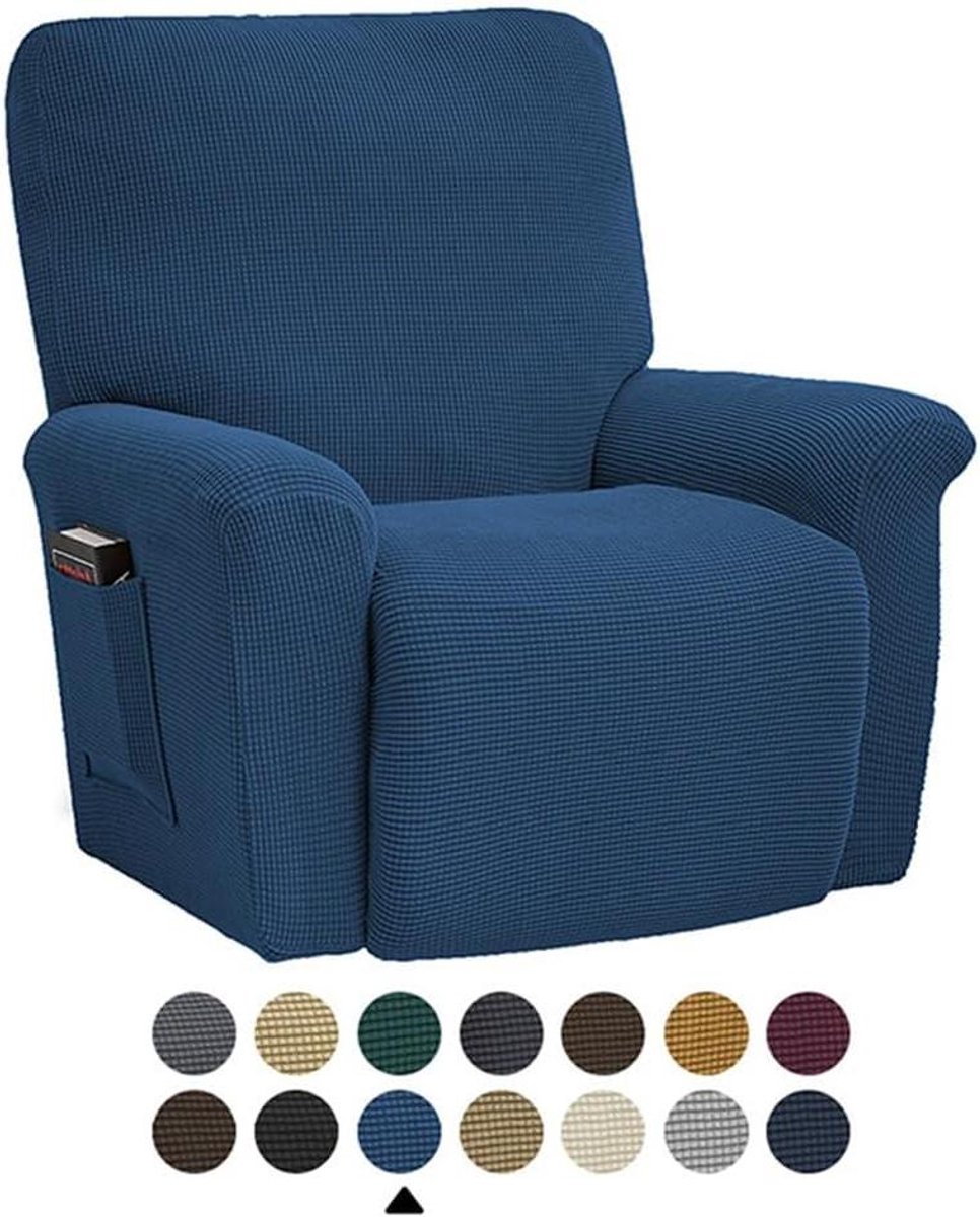 Stoelhoes Fauteuil - Beschermhoes Zetel - Meubels Beschermen - Met Extra Vakken - 66 cm Breed - Blauw