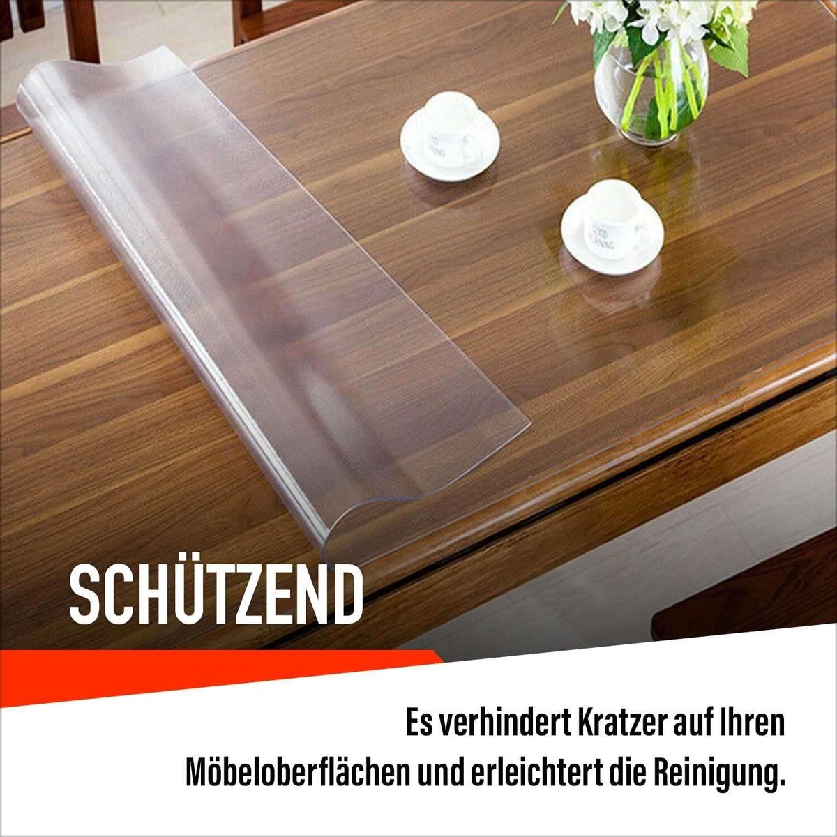 Tafelzeil Transparant - Beschermfolie Zacht - Tafel Beschermen - Waterdicht Geluiddempend - 180 x 120 cm - Kristalhelder