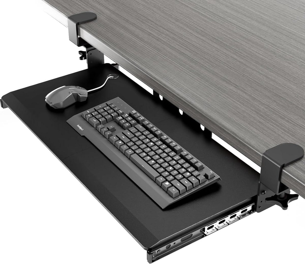 Toetsenbordlade Onder Bureau - Uitschuifbaar Platform - Bureau Ruimte Besparen - Verstelbare C-Klemmen - 82.6 cm Breed - Zwart