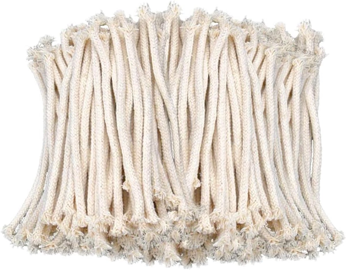 Lont voor olielampen, 50 stuks, reservelont, ronde lont, kaarsenlont, kaarsenlont van katoen, olielamplont, olielamp voor het maken van kaarsen, doe-het-zelf kaars, olielamp, 15 cm x 6 mm