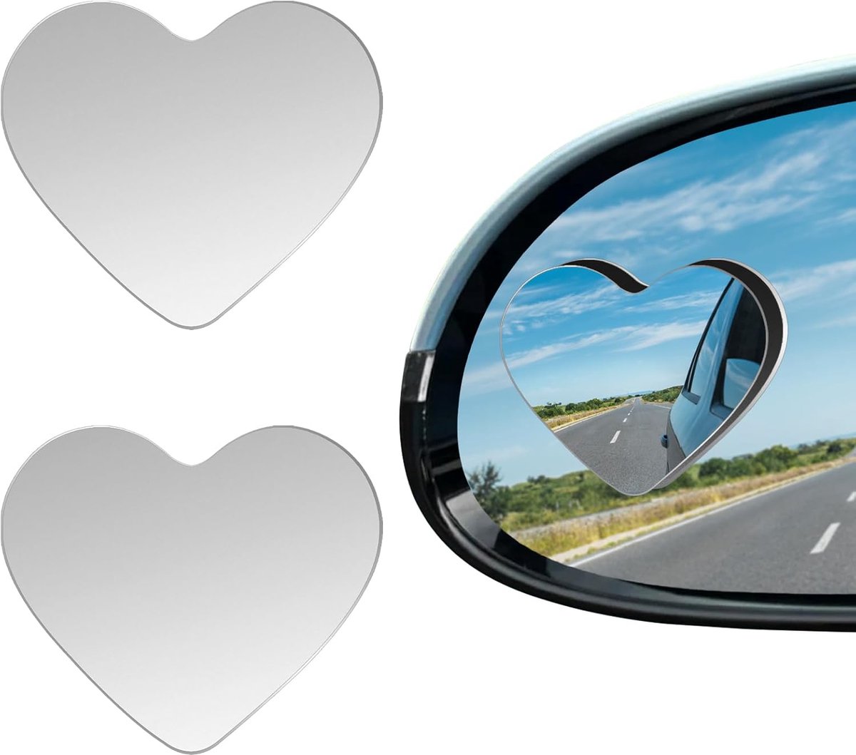 Dodehoekspiegels voor auto's, instelbare dode hoekspiegel, afneembare convexe buitenspiegel, zelfklevende blinde spiegel voor auto's, vrachtwagens, SUV's, waterdicht, 360°