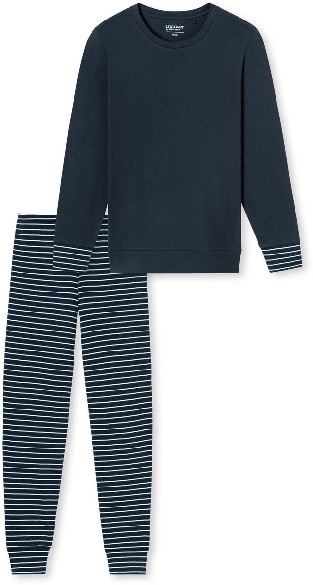Uncover by Schiesser Schiesser Pyjama lange broek - 835 Blue - maat 50 (50) - Dames Volwassenen - 100% katoen- 181753-835-50