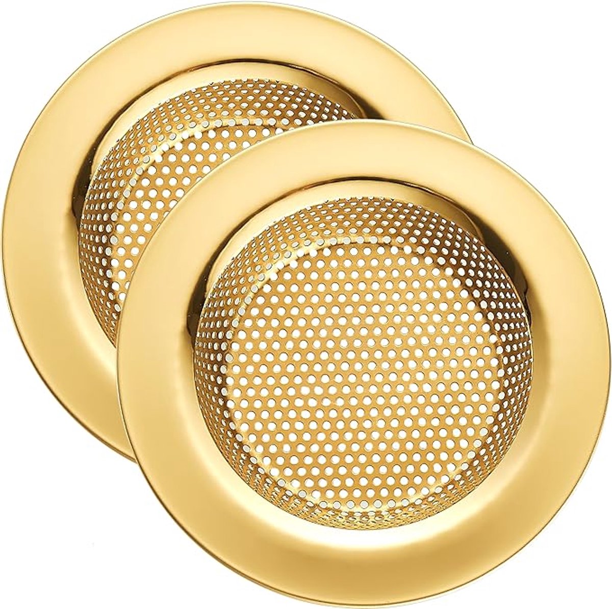 Keuken gootsteenfilter, roestvrijstalen keuken gootsteen afvoerfilter, gouden gootsteenfilter, geschikt voor brede rand van 4,3 inch (ongeveer 11 cm) diameter (2 stuks)-Stijl 1