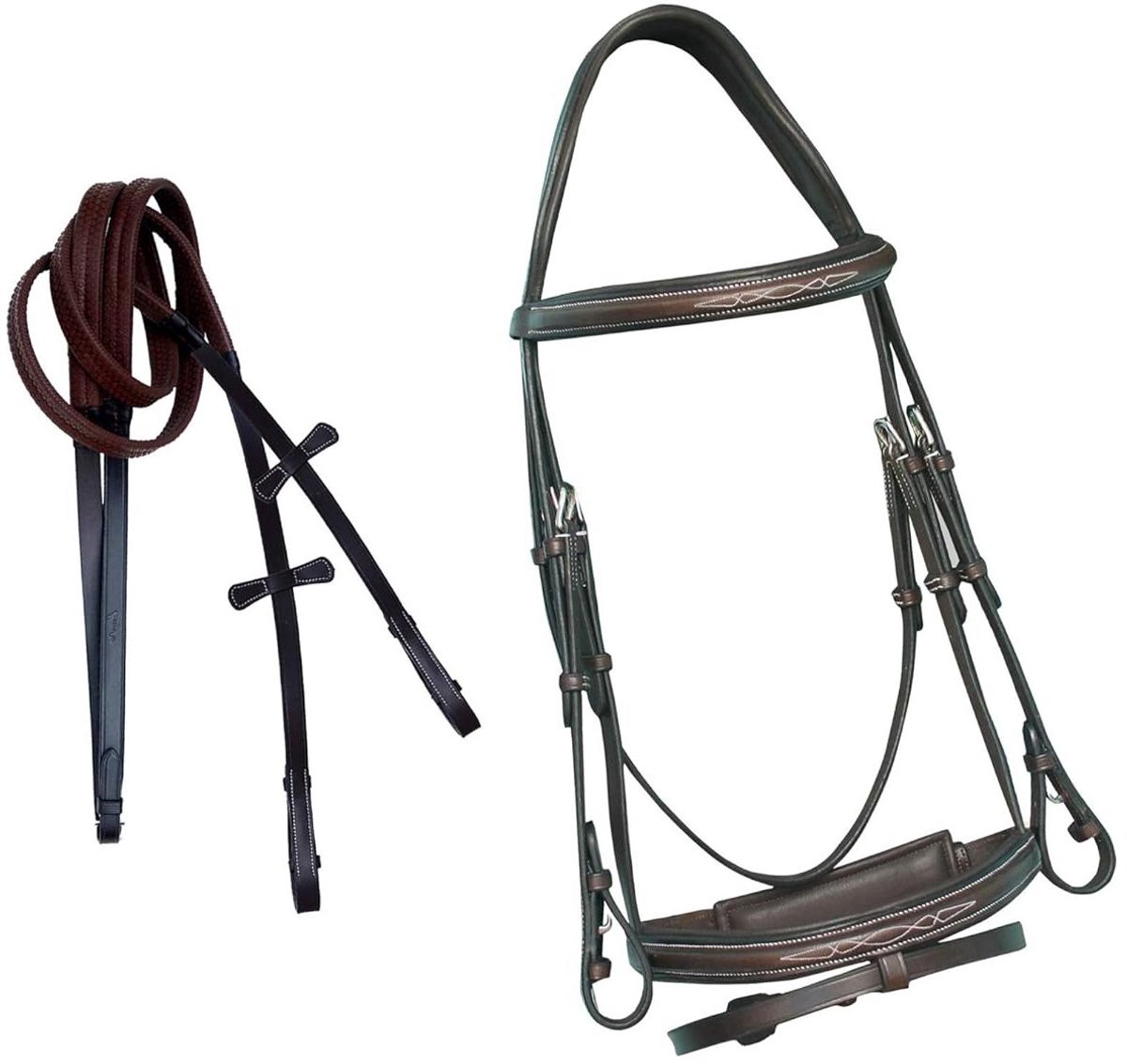 Paardentrens hoofdstel - Engels hoofdstel - Paardrijden training - Anatomisch kroonstuk - 55 mm - Zwart