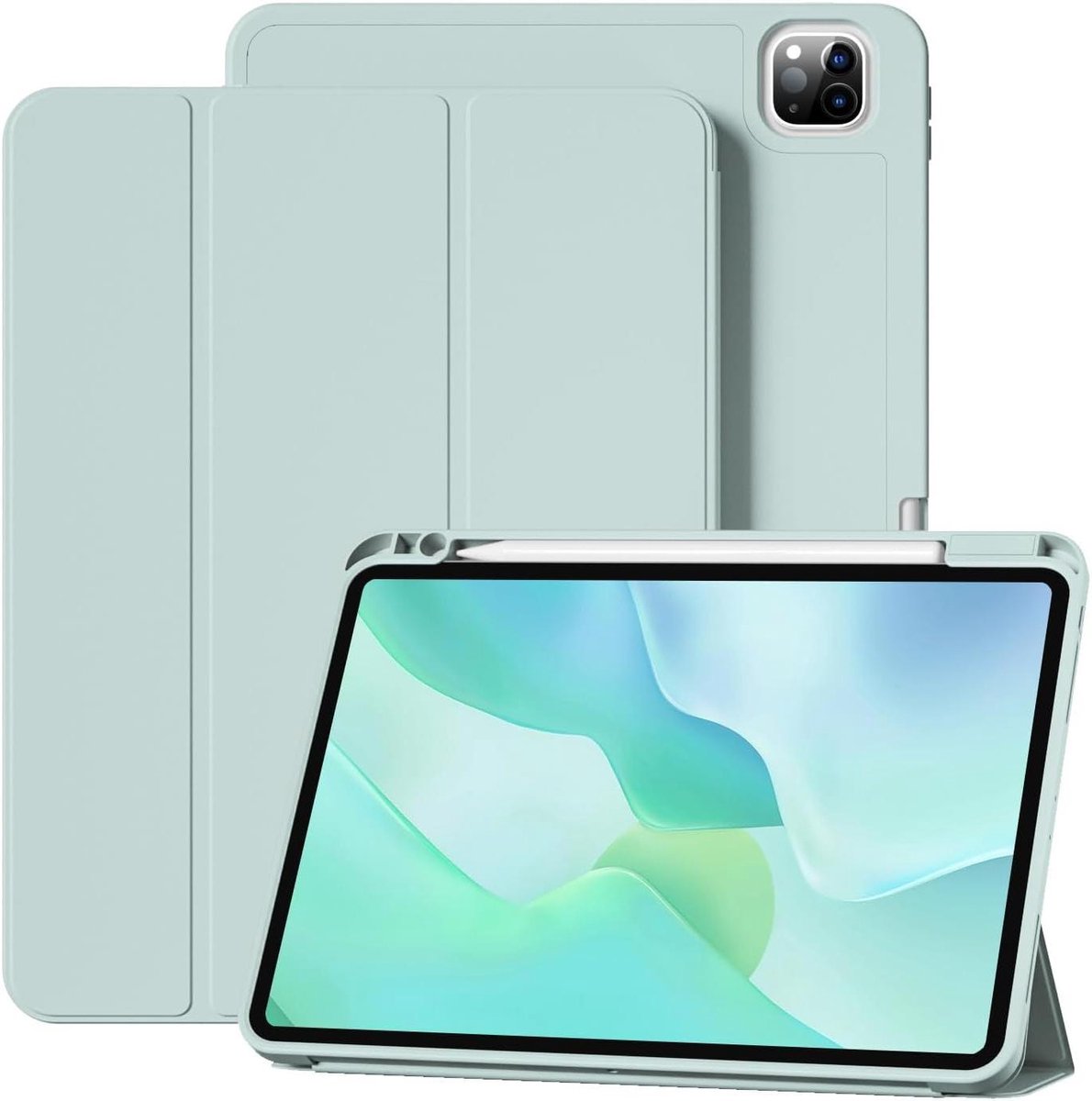 iPad Pro 11 Hoes - Beschermhoes Tablet - Tabletbescherming - Geïntegreerde Pennenhouder - 11 inch - Lichtgroen