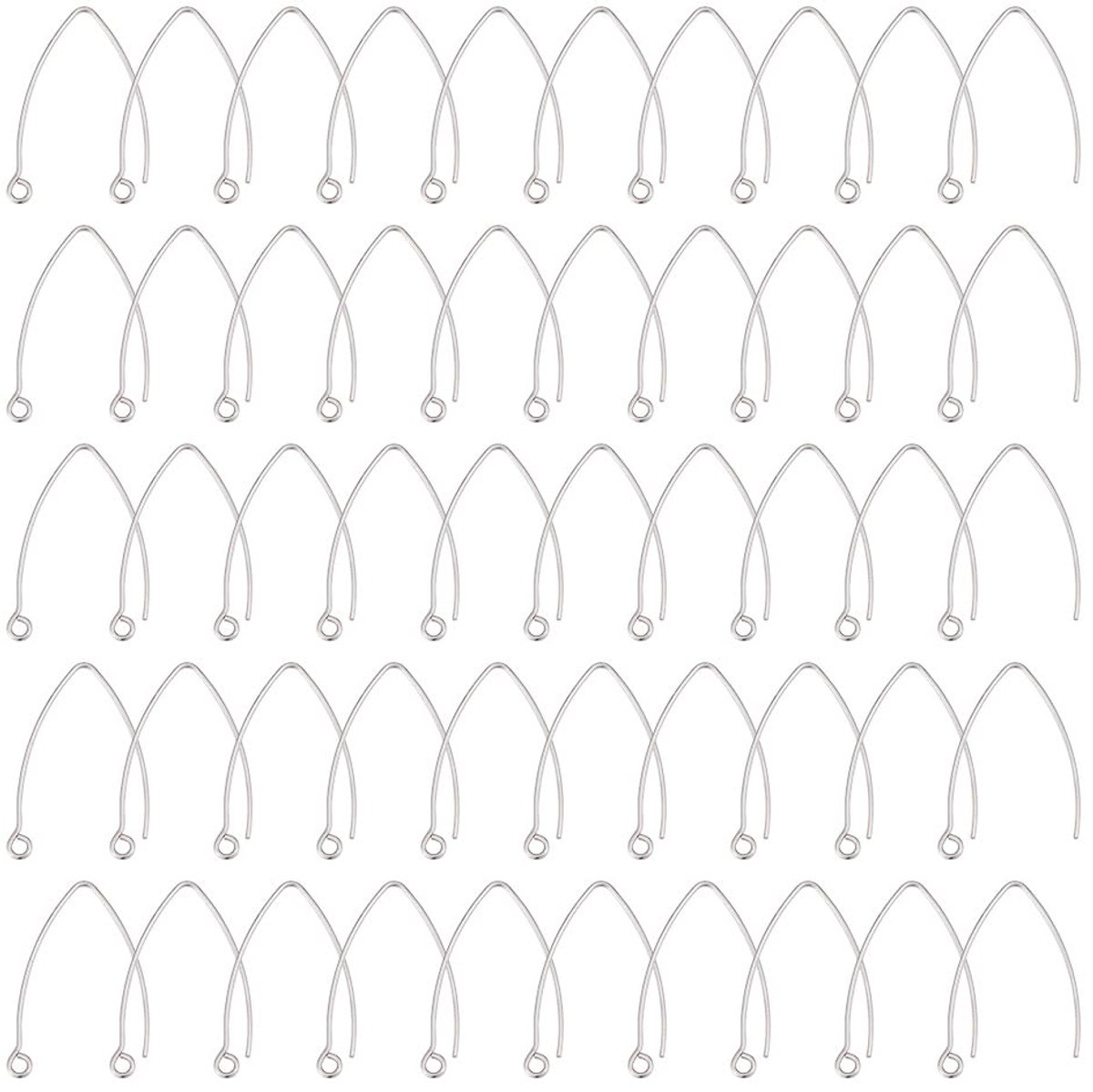 Oorbel Haken 0.7mm Pin Oor Draad met Loop Zilveren Tonen Oorbel Finding voor Oorbel Sieraden Maken 31x20x0.8mm, Gat 2.3mm