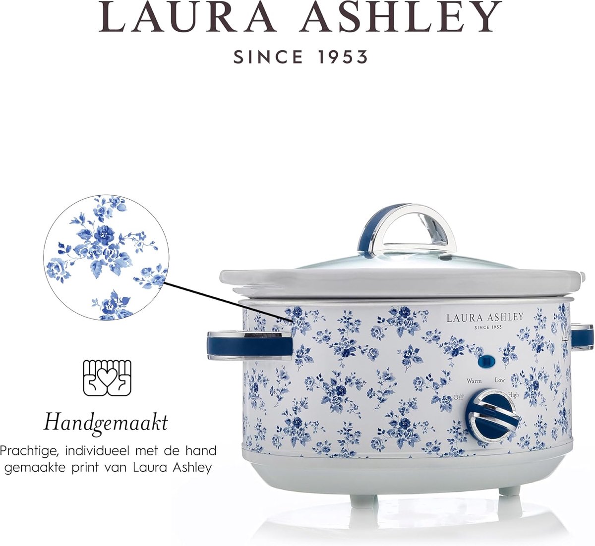 Slowcooker Grote Capaciteit - Stoofpotmaker Keukenapparaat - Gezonde Maaltijden Bereiden - 3 Warmte-Instellingen - 6.5 Liter - China Rose Print – foto 5
