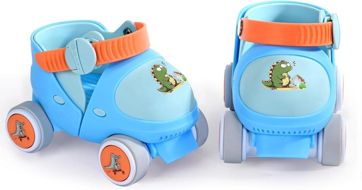 Kinder Rolschaatsen Schoen Rolschaatsen Leren Skaten Met Veilige Lock Modus Verstelbaar 5.9-7.8 inch Dino