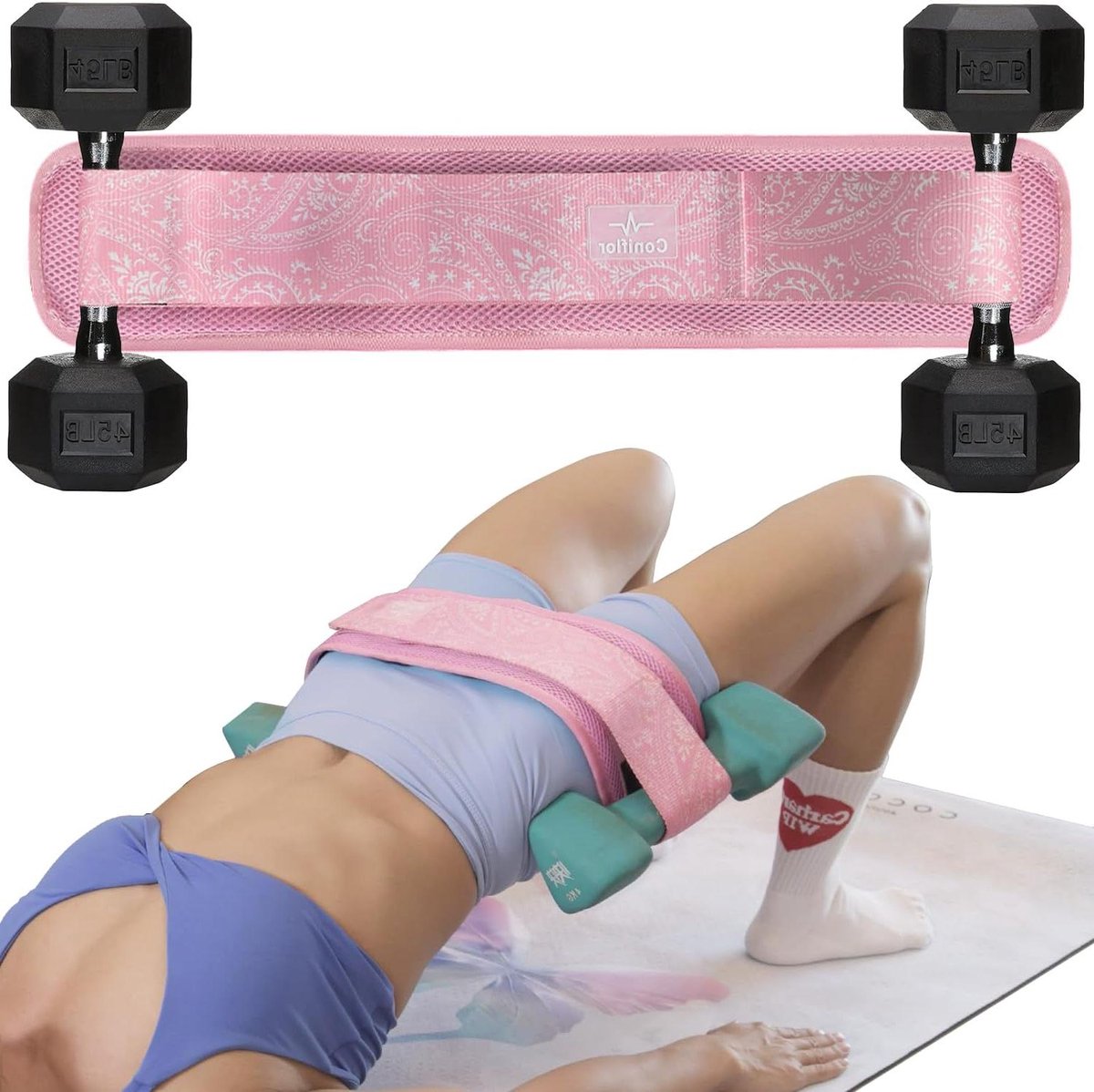 Heupdrukgordel - Fitnessriem - Bilspieroefeningen - Verbeterde vulling - Tot 45 kg - Roze