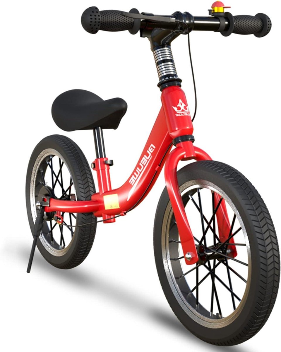 Loopfiets met Remmen - Loopfiets Kinderen - Evenwicht Leren - Lichtgewicht Koolstofstalen Frame - 16 inch - Rood