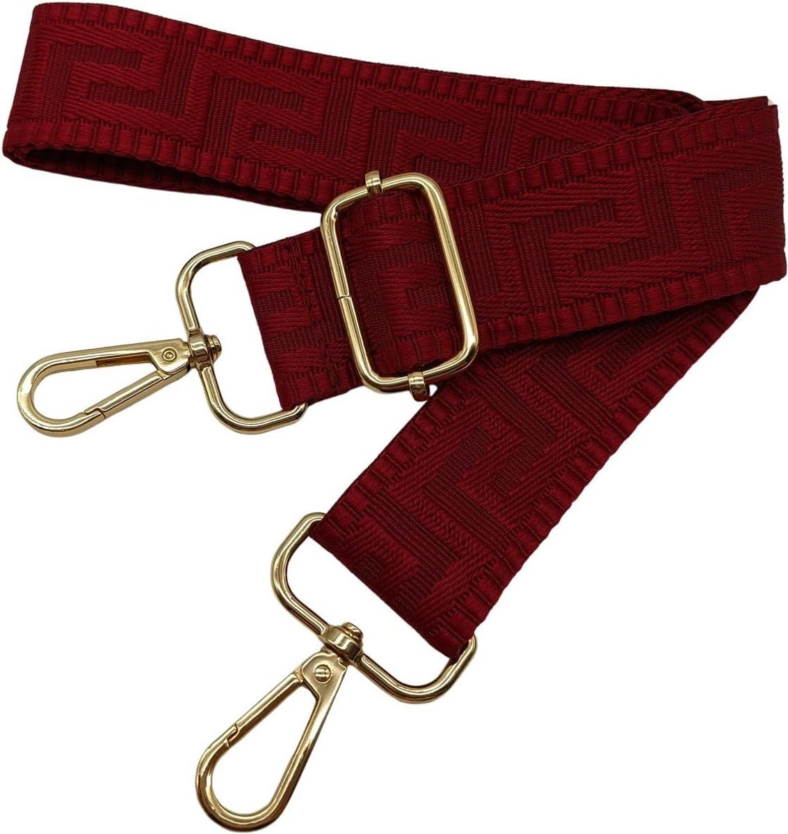 Verstelbare Tasriem - Schouderband - Tas Decoratie - Goudkleurige Karabijn - 80-130 cm - Wijnrood