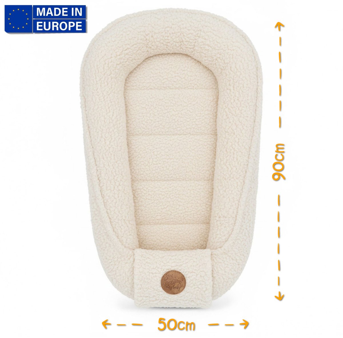 Knus Baby Nestje Pasgeborene – zacht draagbaar en comfortabel Nest voor Ledikant Kinderbed Wieg Babykamer en Onderweg – behaaglijk voor Jongen & Meisje 90x50 cm Crèmekleurig – foto 2