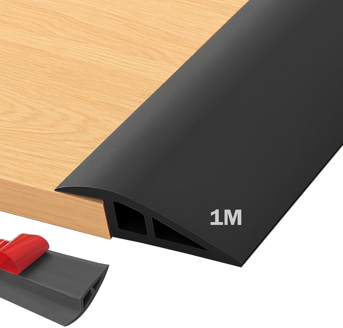 Zelfklevend overgangsframe van 1 m voor hoogtecompensatie, PVC drempelhelling en matte randstrip voor naadloze overgangen