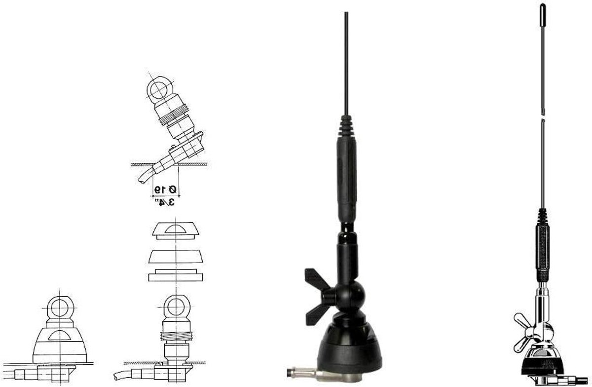 DUAL Band Antenne - VHF UHF Antenne - Signaal Ontvangen - Omnidirectionele Straling - 535 mm - Zwart