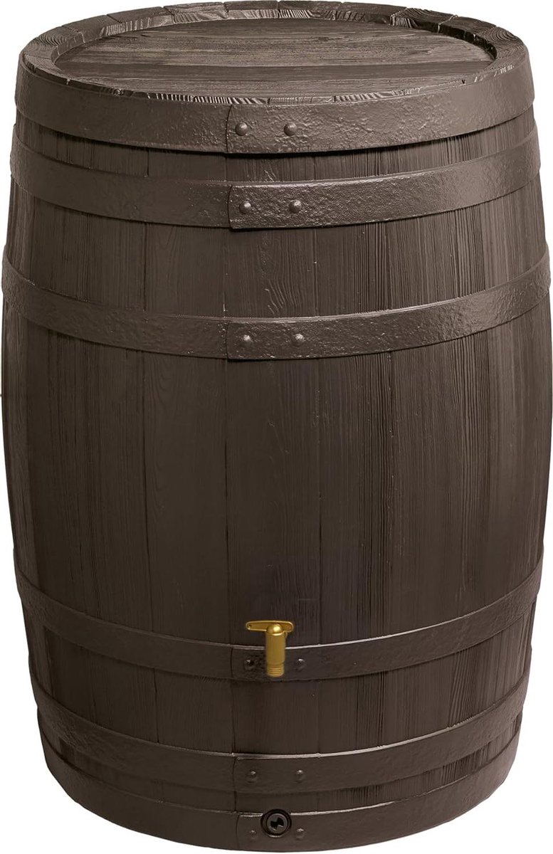 Regenton - Waterton Opslagtank - Regenwater Opslaan - Houten Vat Optiek - 400 liter - Donkerbruin