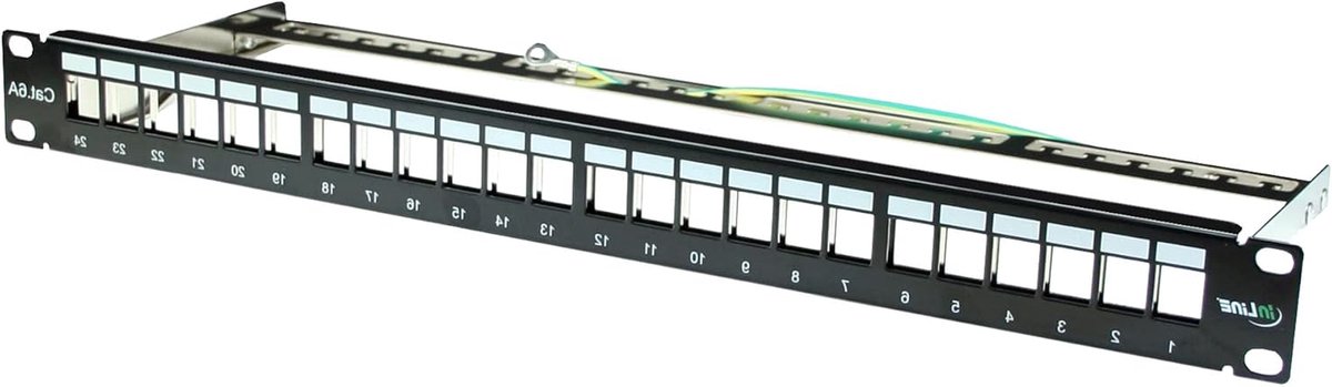 Patchveld Cat.6A - Netwerkpaneel Keystone - Netwerk Installatie - 24-poorts Snap-In - 19 Inch 1U - Zwart
