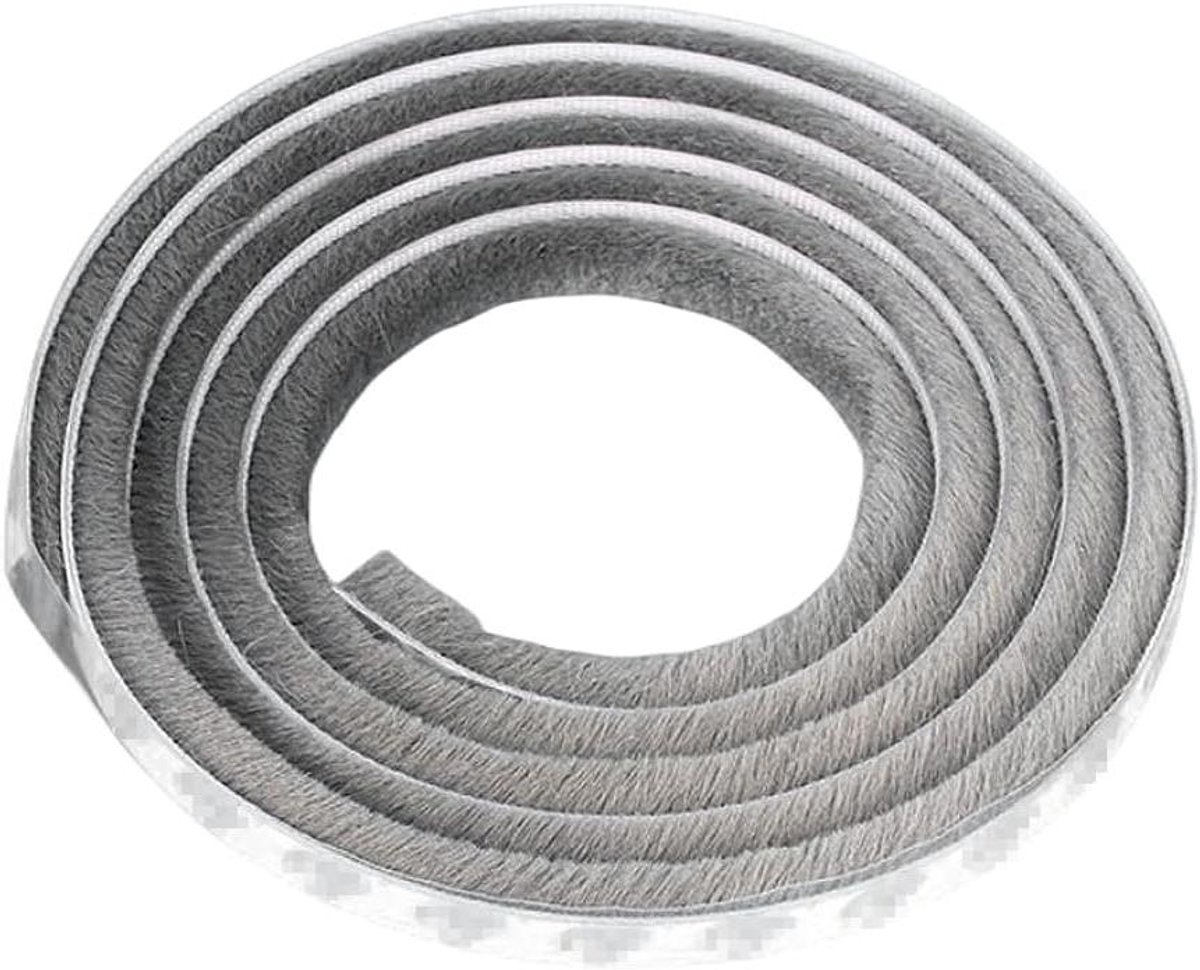 Zelfklevende Afdichtingsstrip - Borstelstrip Deurstrip - Tochtvrij Maken - Op Maat Te Knippen - 10 Meter - Grijs