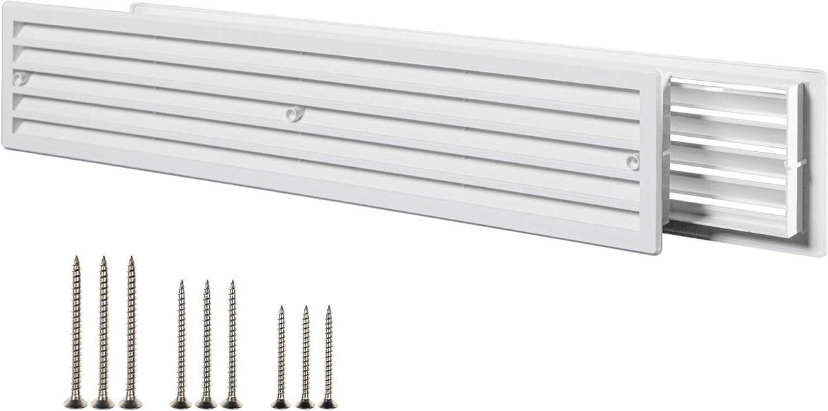 Ventilatierooster Deur - Luchtrooster Kunststof - Luchtcirculatie Verbeteren - Dubbelzijdig Ontwerp - 45 x 91 cm - Wit