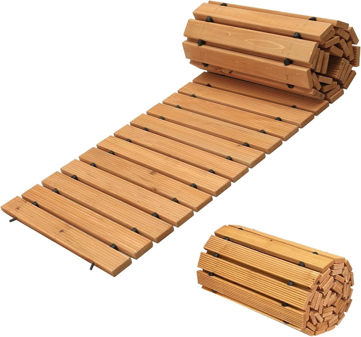 Houten Tuinpad - Houten Loopbrug - Buitenpad Aanleggen - Uitrolbaar Ontwerp - 240 x 43 cm - Natuurlijk Hout