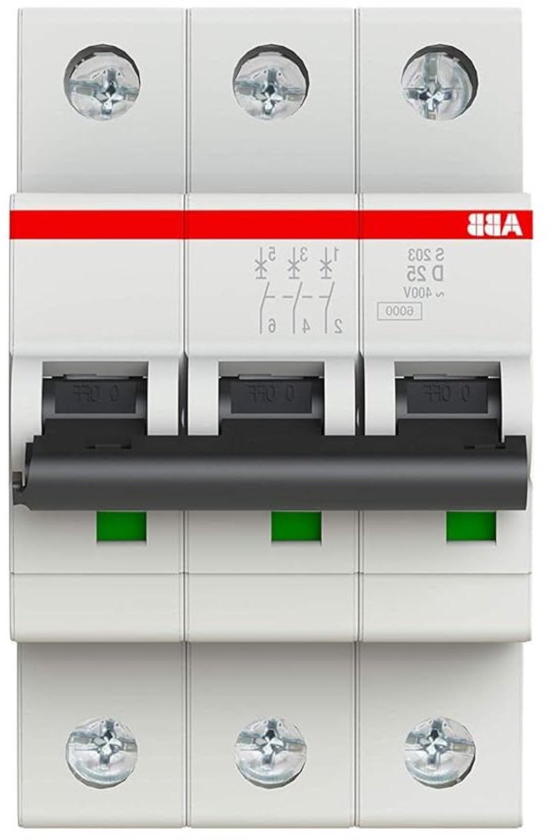 Miniatuur Stroomonderbreker - Driefasige Schakelaar - Elektrische Beveiliging - Voldoet aan Wereldwijde Normen - 25 A - Veelkleurig