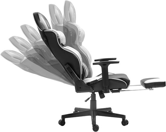 Gaming Stoel - Racestoel Kantoorstoel - Comfortabel Zitten - Ergonomische Armleuningen - 120 kg - Zwart Wit — afbeelding 4