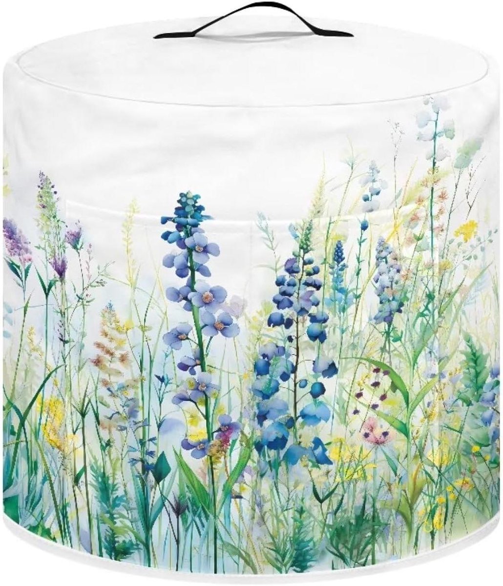 Drukpan Deksel - Keukenmachinehoes - Apparaten Beschermen - Met Opbergvak - 3 Liter - Blauw Groen Bloemen