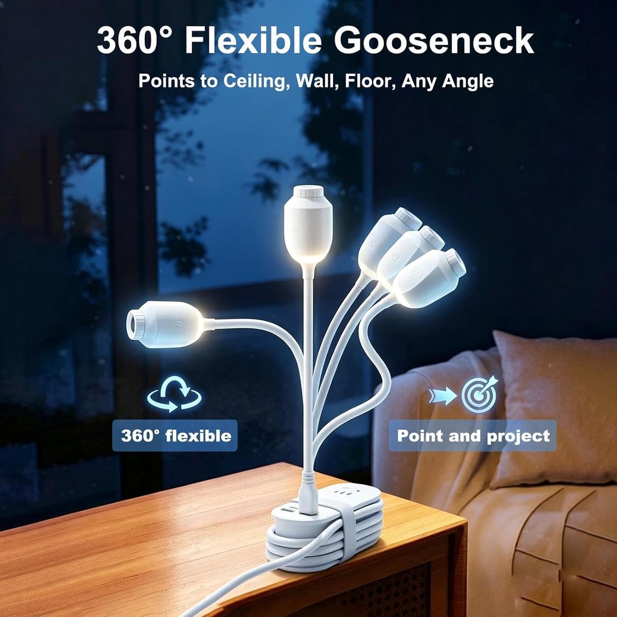 2-in-1 Sterrenprojector & Nachtlampje met 12 Verwisselbare Films - Sterrenhemelprojector - Galaxy projector - 360° verstelbare LED-nachtlamp - USB - Voor Slaapkamer, Auto en Kinderkamer – foto 2