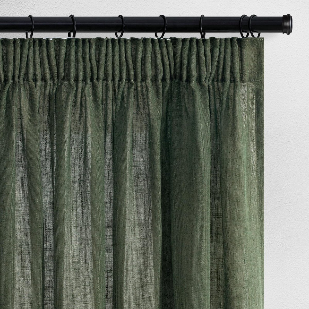 Gordijnen, 2 stuks, olijfgroen, 140 x 145 cm (b x h), slaapkamerdecoratie, vintage gordijn met ruches
