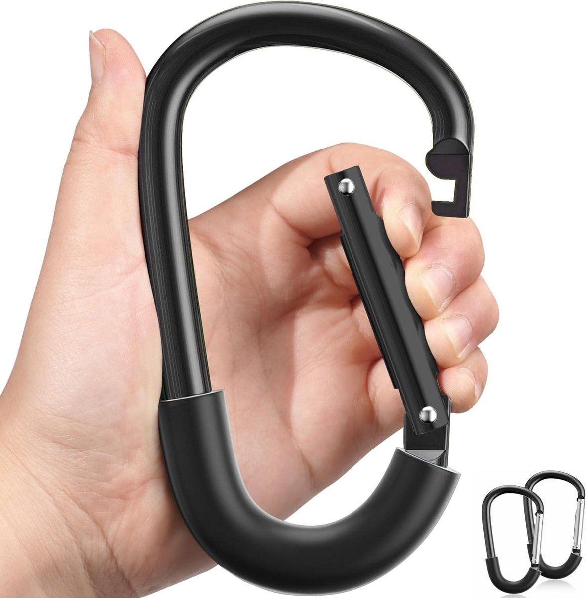 Kinderwagen Haken - Manden Clips - Handen Vrij - Aluminium Legering - 2 Stuks - Zwart
