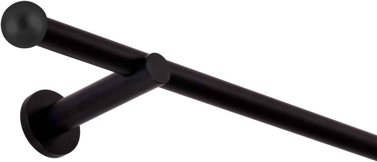 Gordijnroede Metaal - Gordijnstang Enkel - Gordijnen Ophangen - Inclusief Bevestigingsmateriaal - 120 cm - Zwart