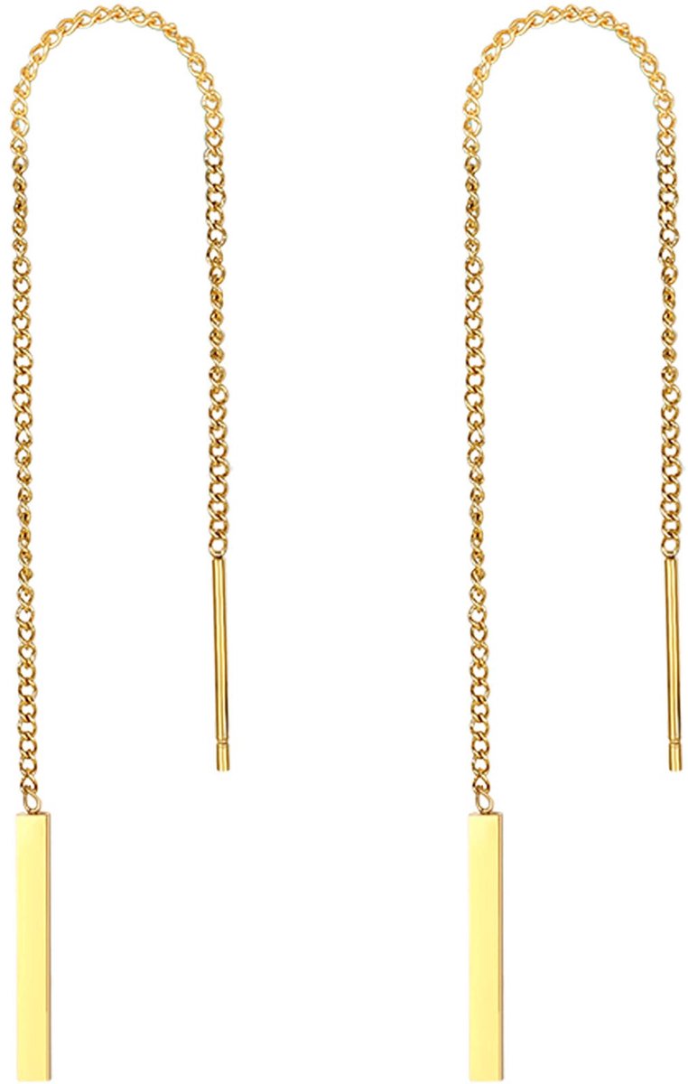 Dames staafjes doortreker oorbellen Lange kwast inrijger oorbellen Vrouwen oorhangers oorstekers oorketting oortouw met hanger Goud Gouden, Roestvrij staal