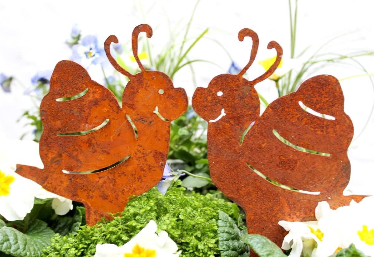 Tuinstekers Slakken - Roestdecoratie Tuin - Tuin Verfraaien - Set van 2 - ca. 20 cm - Roestbruin