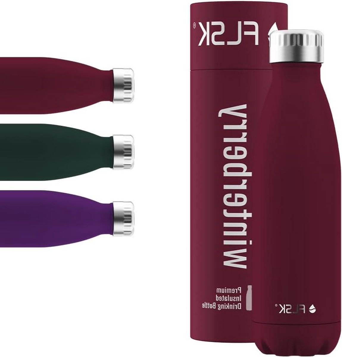 Roestvrijstalen Drinkfles - Thermosfles Waterfles - Dranken Meenemen - 100% Lekvrij Koolzuurbestendig - 500 ml - Winterberry