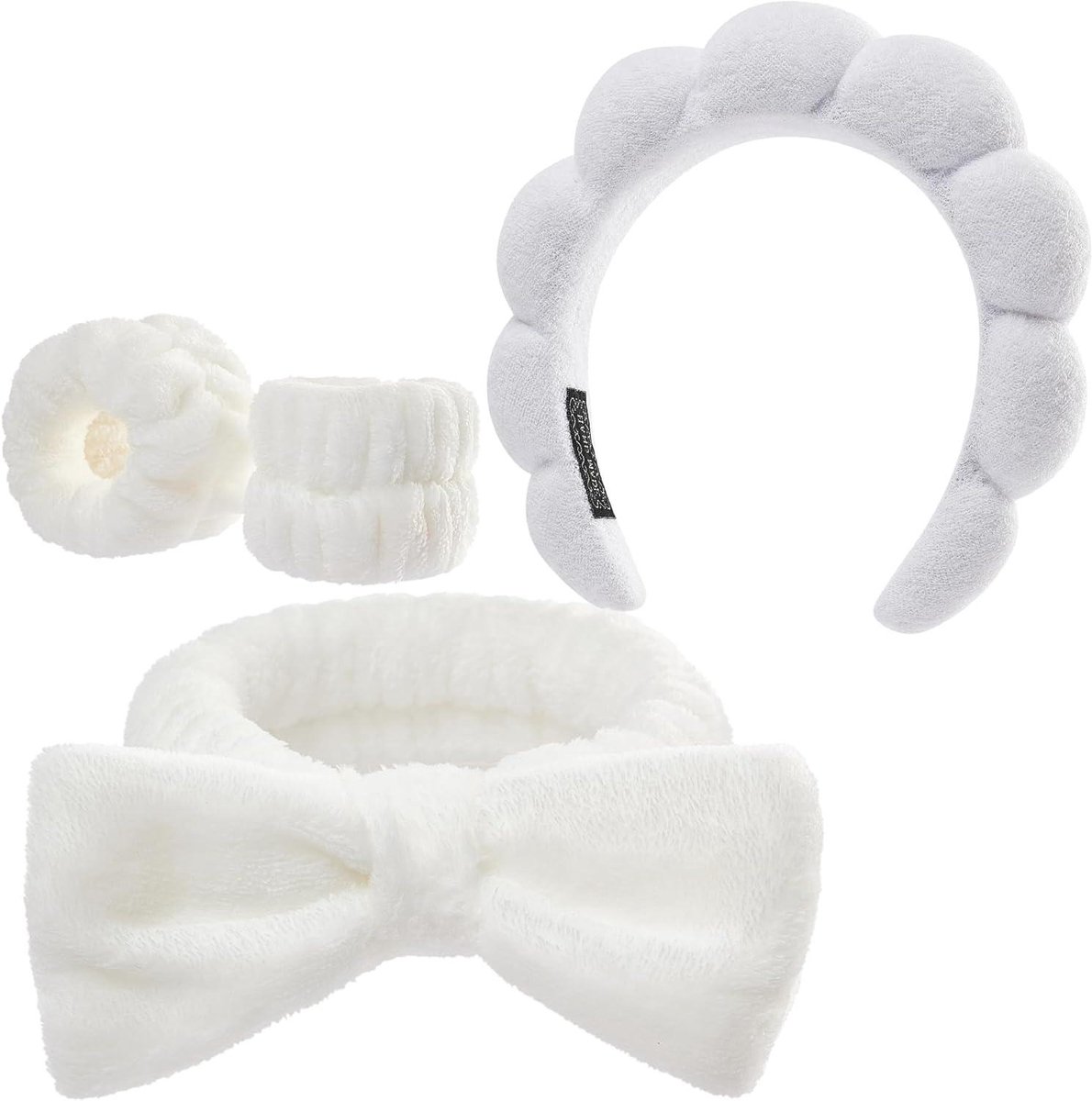 Hoofdband en Polsband Set - Spa Set Huidverzorgingsset - Gezichtsreinigen en Make-up - Zachte en Absorberende Stof