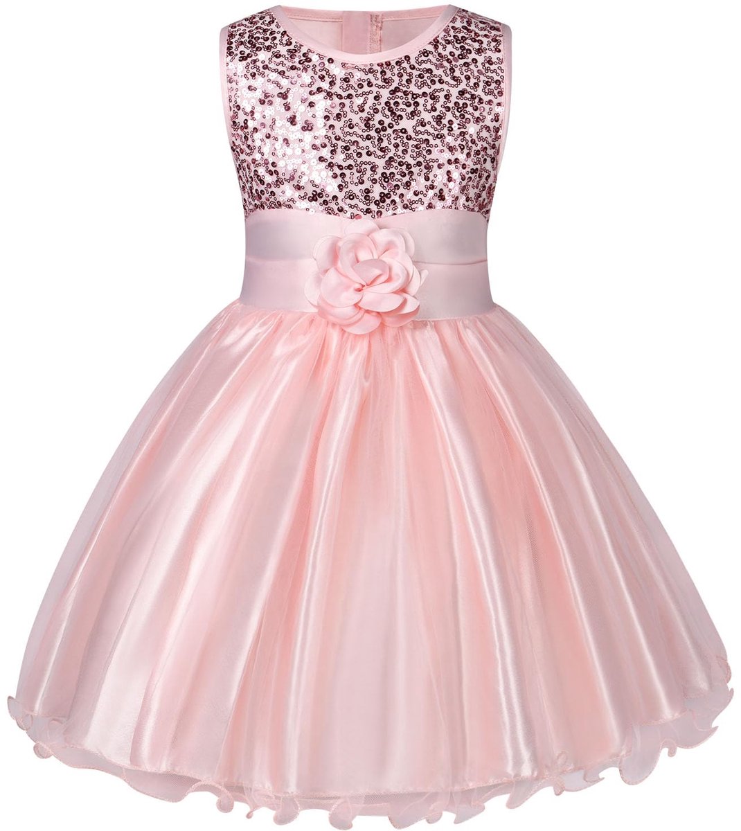 Aomig Flower Girls Princess Dress, Mouwloze Sequin Tulle Wedding Princess voor Meisjes, Meisjes Prinses Tutu Formele Jurk Prom Dress Verjaardagsfeestje, Bruiloft Bruidsmeisjesmeisjesjurken voor 3-9