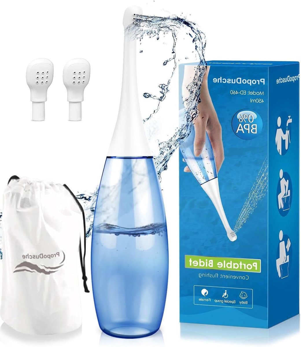 Draagbare Bidet Douche - Reis Bidet Peri Fles - Persoonlijke Hygiëne - Ergonomisch Ontwerp - 450 ml - Blauw