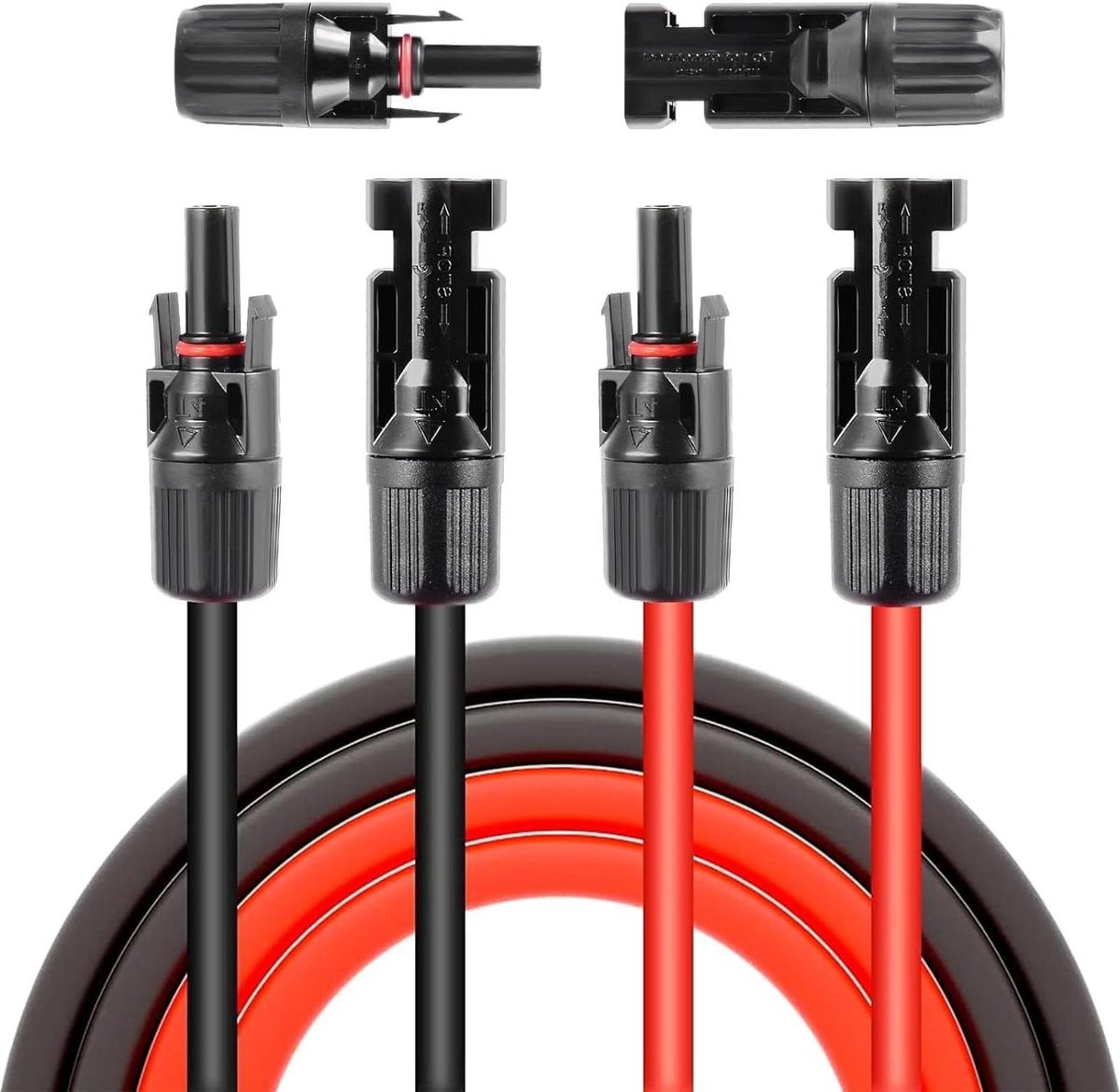 Solarverlengkabel - PV Kabel - Zonne-energie Aansluiten - Waterdicht IP68 - 4 mm² - Rood Zwart