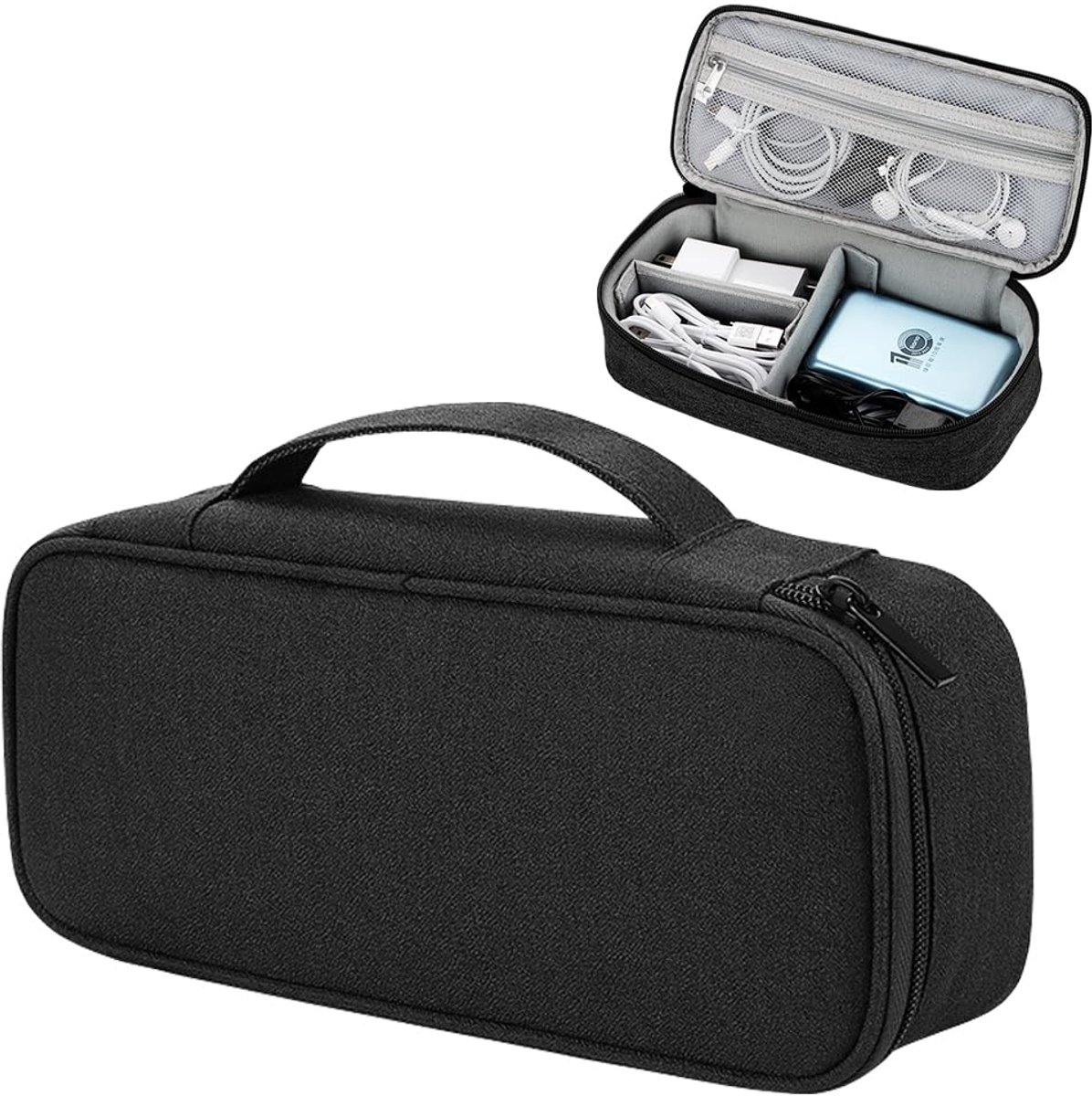 Reis Tech Hoesje, Draagbare Kabel Organizer Tas, Elektronica Accessoires Reis Organizer Case voor Kabel Oplader Oortelefoon Power Bank Hard Drive, Zwart, 25 x 12 x 6.5 cm