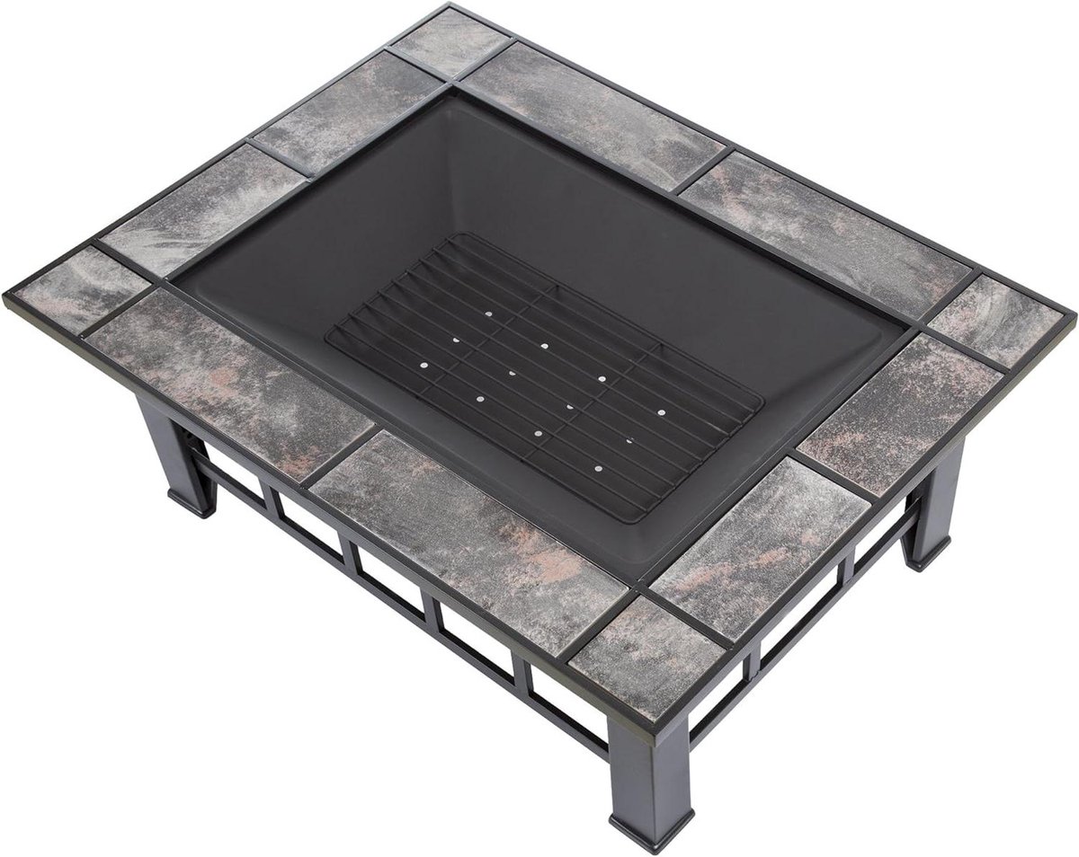 Rechthoekige Vuurplaats - Buitenhaard Terras - Buiten Ontspannen - Gepoedercoat Staal - 37 inch - Zwart